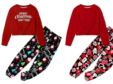 Girls 5–14Y 2-Piece Twist-Front Sweatshirt & Camo Pants Set - These camo sets hit the sweet spot. They’re fun, stylish, and simple without feeling plain. The twist-front top gives it a trendy touch, and the camo pants give it personality — but both pieces can be mixed and matched with the everyday shirts, hoodies, and pants your daughter already owns. Meaning — you’re not just buying one outfit. You’re buying multiple outfit combos for the same low price.